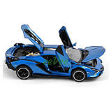Машинка Lamborghini Sian моделька іграшка металева колекційна 15 см Синій (59428), фото 4