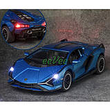 Машинка Lamborghini Sian моделька іграшка металева колекційна 15 см Синій (59428), фото 6