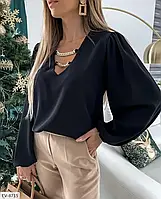 Блузка жіноча з ланцюжками чорна та біла до 56 розміру