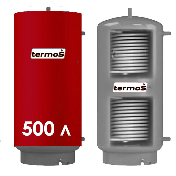 Теплоакумулятор із неіржавкої сталі TERMO-S TA-500L з двома теплообмінниками