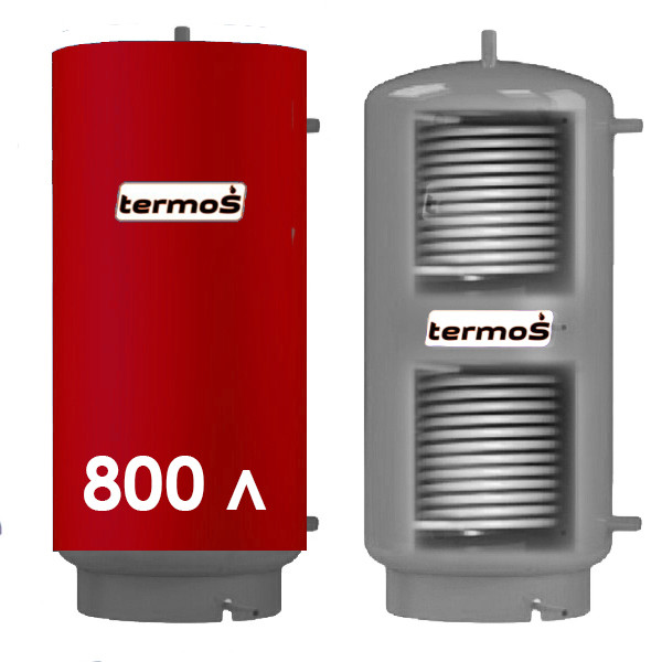 Теплоакумулятор із неіржавкої сталі TERMO-S TA-800L з двома теплообмінниками