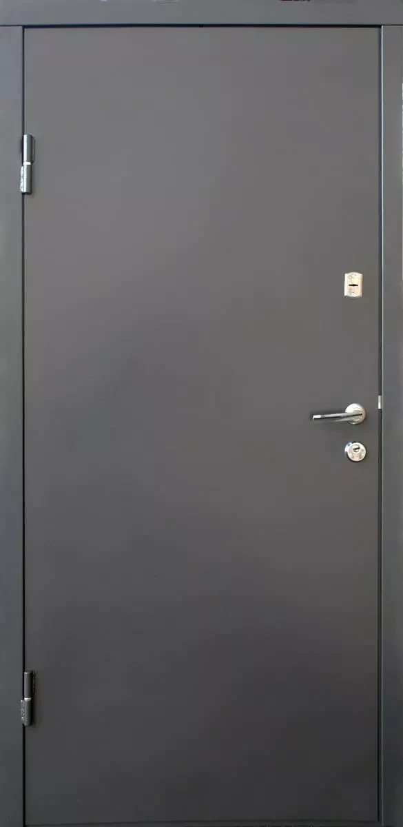 Двері вулична Qdoors серія Метал/МДФ комплектація ВІП М Горизонталь. колір Графіт/дуб вулканичный