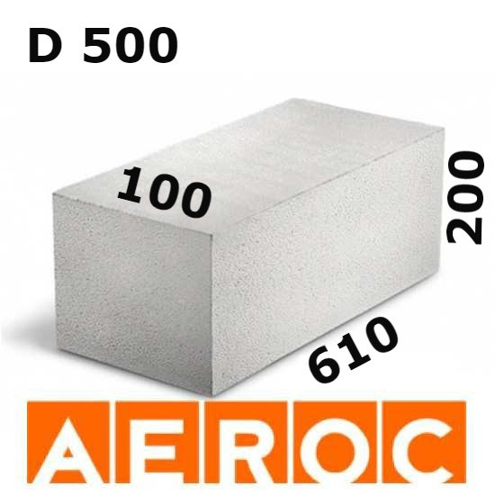 Газоблок Аэрок D500 100х200х610 AEROC Обухів, фото 1