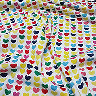 Американська трикотажна тканина з серцями - 95% бавовна 5% спандекс, Дитячі тканини США для одягу й рукоділля, Robert Kaufman