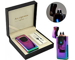 Електроімпульсна USB запальничка блискавка-дуга, відбиток, лічильник зарядки Color Ice