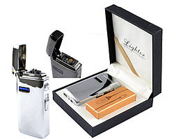 Електроімпульсна (USB) - Газова (Гостре полум'я) Запальничка дві блискавки, індикатор заряду