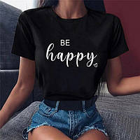 Футболка женская с принтом "Be happy"