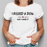 Футболка женская с принтом "I kissed a dog"