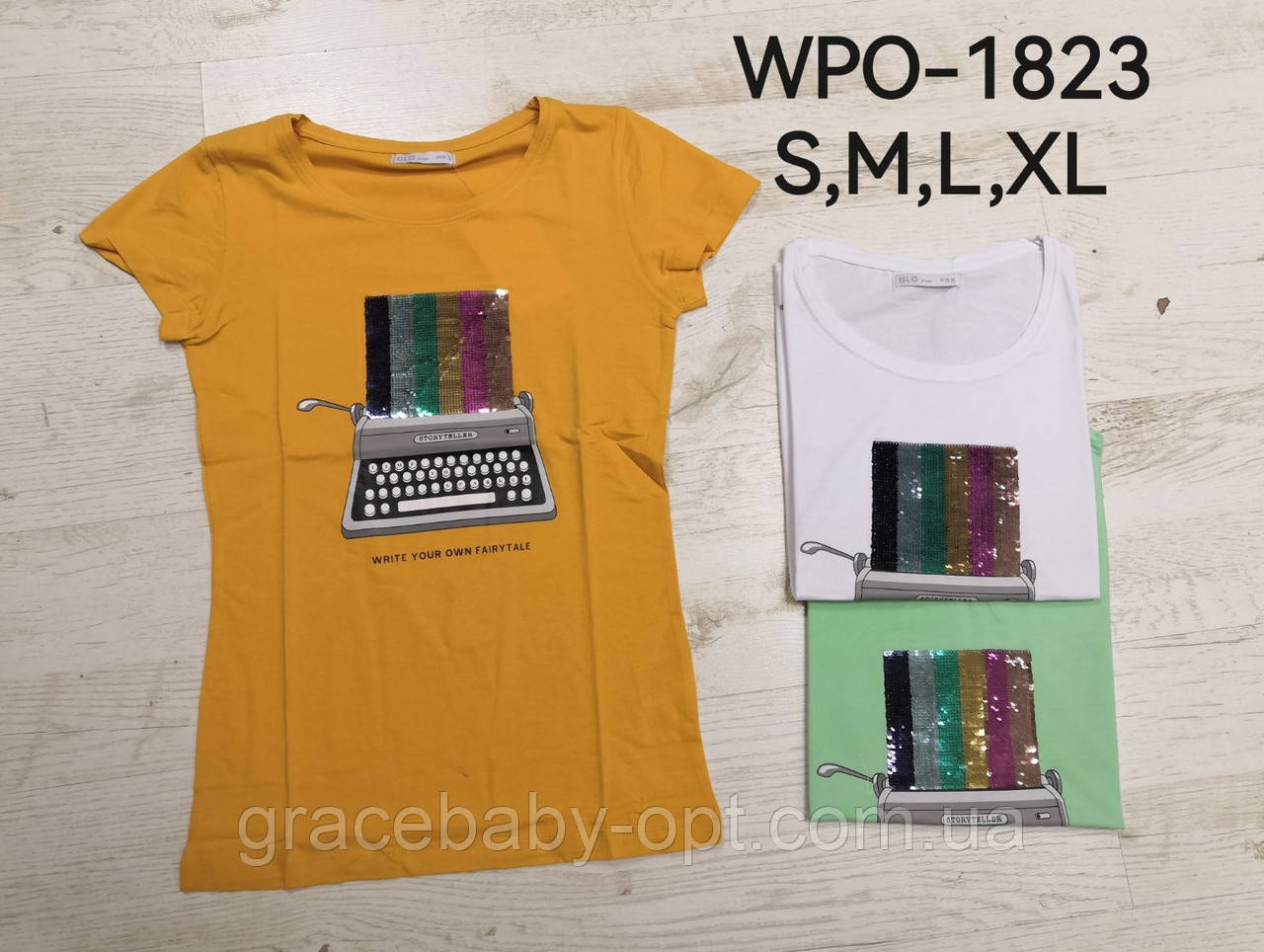 Футболка жіноча оптом, Glo-story, S,M,L,XL pp,  № WPO-1823