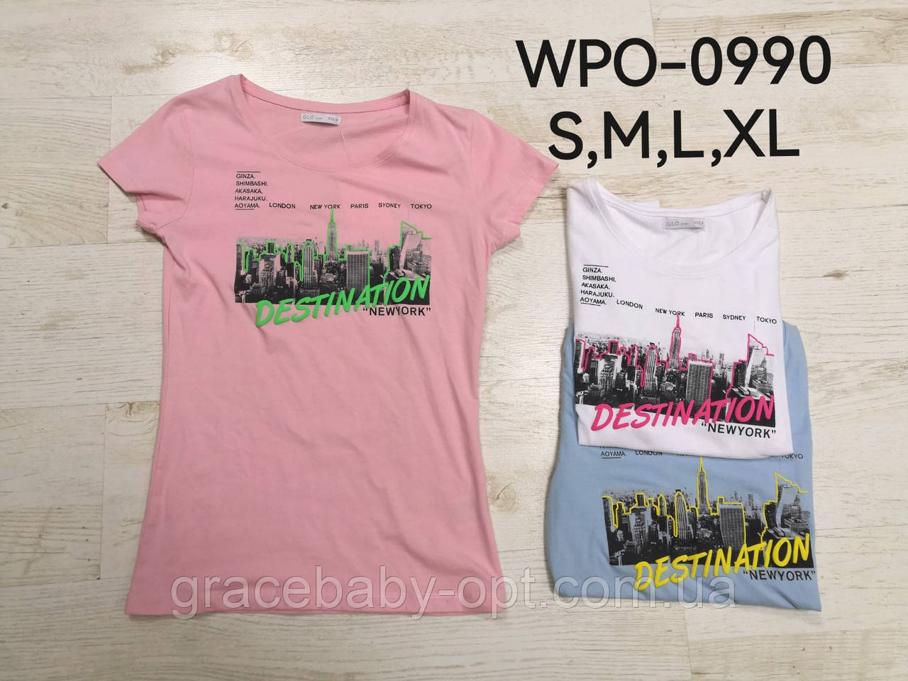 Футболка жіноча оптом, Glo-story, S,M,L,XL pp, № WPO-0990