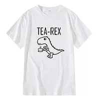 Мужская футболка с принтом динозавра с чаем