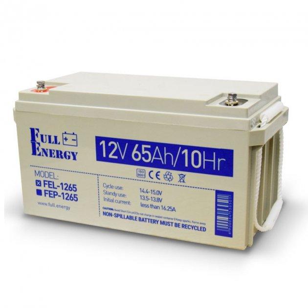 Акумулятор гелевий 12 В 65 А·год для ДБЖ Full Energy FEL-1265