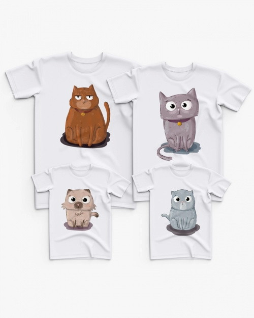 Футболки Фемілі Лук Family Look для всієї родини "Сімейка котів" Push IT