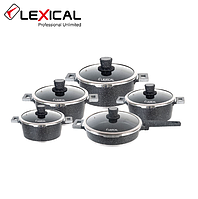Набор посуды 10 предметов LEXICAL LM-221001-1 антипригарное мраморное покрытие