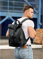 Чоловічий рюкзак ролл Sambag RollTop LZT чорний, міські молодіжні повсякденні рюкзаки ролл топ