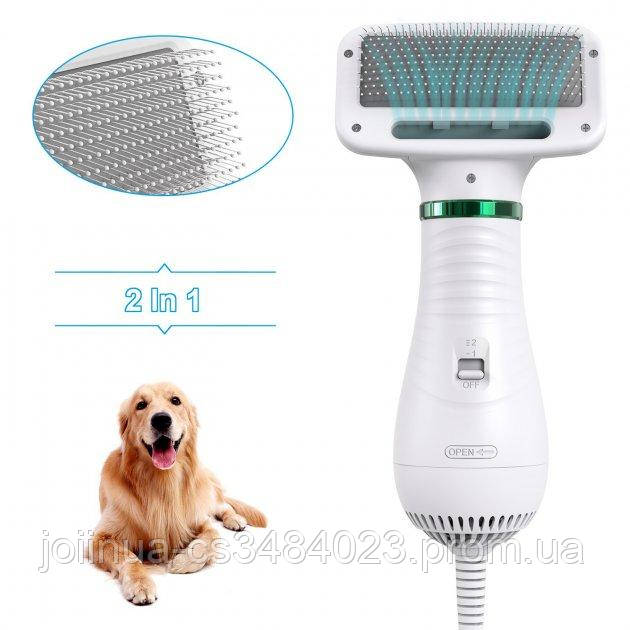 Щётка фен для шерсти собак и кошек 2в1 PET Grooming Dryer WN-10 массажёр расчёска для груминга животных - фото 7 - id-p1581028735