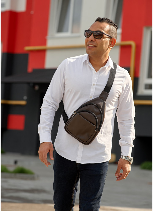 Мужская Кожаная Сумка Через Плечо Слинг Sambag Brooklyn SSH Коричневая ...