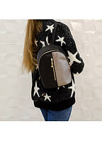 Женский рюкзак Mane SH комбинация черного с металиком, городской рюкзак для девушки удобный