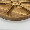 Менажниця дерев'яна секційна тарілка з роздільниками для подачі м'ясних страв і закусок "Хоббіт" ясень д24 см, фото 5