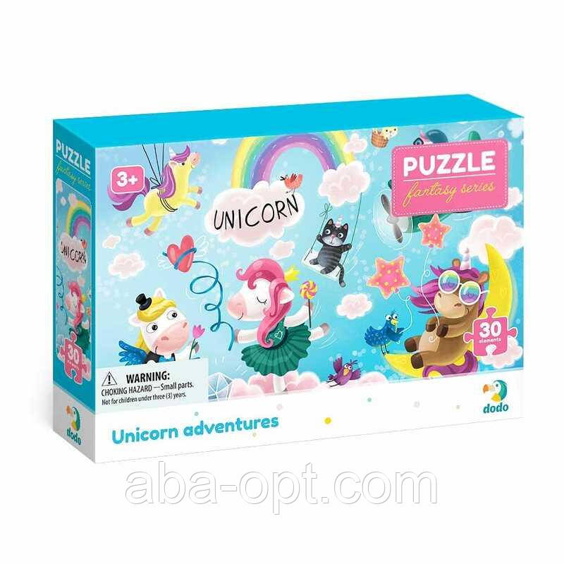 Гра Пазли картонні (3-4 роки) "Пригоди єдинорогів" 300416 (36) 30 елементів "Dodo", фото 1