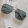 Квадратні окуляри авіатори в тонкій оправі Чорний в золоті, фото 5