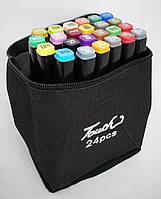 Скетч маркеры двухсторонние 24 шт фломастеры спиртовые набор в сумке по номерам Touch Kaikai