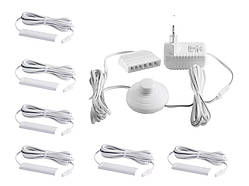 Комплект світильників світлодіодних з ножним вимикачем накладних для підсвітки меблевих полиць 6шт 220V біле світло білий провід