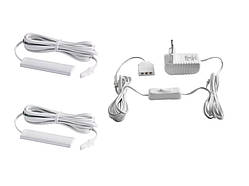 Комплект світильників світлодіодних з ручним вимикачем накладних для підсвітки меблевих полиць 2шт 220V біле світло білий провід