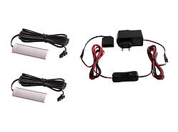 Комплект світильників світлодіодних з ручним вимикачем накладних для підсвітки меблевих полиць 2шт 220V біле світло чорний провід