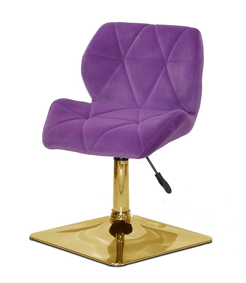 Стілець Set 4GD-BASE пурпур В-1013 (фіолетовий) велюр на квадратній золотій опорі з регулюванням висоти, фото 1