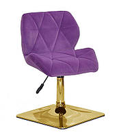 Стілець Set 4GD-BASE пурпур В-1013 (фіолетовий) велюр на квадратній золотій опорі з регулюванням висоти, фото 2