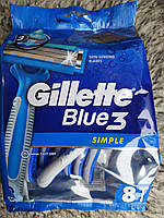 Бритви верстати для гоління Gillette Blue Simple 8 шт. без пл головки