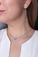 Срібні сережки на англійській застібці з кришталем Swarovski "Кубік", фото 3