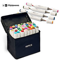 Набор качественных спиртовых двусторонних маркеров Touch 40 цветов, цветные фломастеры для скетчей и зарисовок