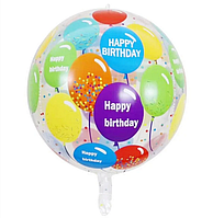 Повітряна куля сфера 3D Happy Birthday кульки 28х56 см (Китай)