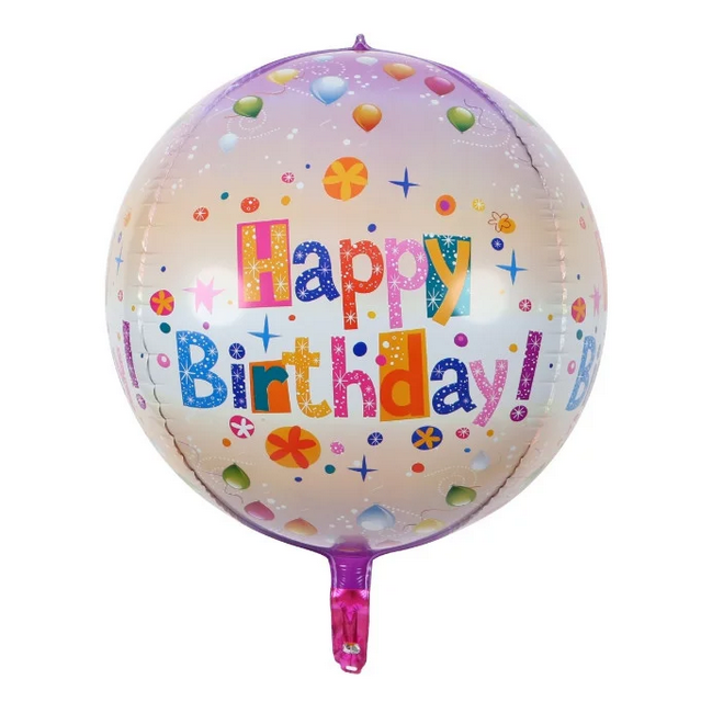 Повітряна куля сфера 3D Happy Birthday кульки 28х56 см (Китай), фото 1