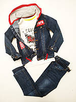 Дитячий джинсовий костюм трійка для хлопчика розмір 104 на 4 роки Туреччина Виміри в описі