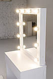 Гримерний візажний столик із дзеркалом підсвіткою, 80 см ширина, на 1 ящик білий, фото 4