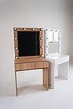 Гримерний візажний столик із дзеркалом підсвіткою, 80 см ширина, на 1 ящик білий, фото 6