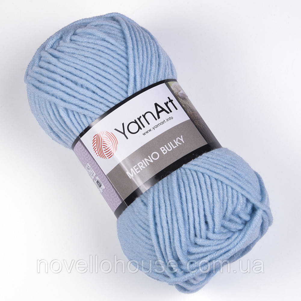 Yarnart MERINO BULKY (Мерино Булки) № 215 блакитний (Пряжа напіввовняна, нитки для в'язання)