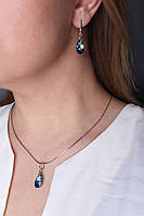 Срібний кулон із кришталем синього кольору Swarovski "Крапля океану", фото 4