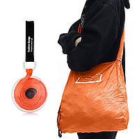 Складная компактна сумка-шоппер в контейнере Shopping bag to roll up / Сумка для покупок Оранжевый