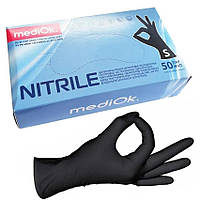 Перчатки нитрил черные MediOk размер - М 100 шт