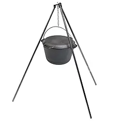 Казан 8л + тренога чавунний туристичний з кришкою-сковородою