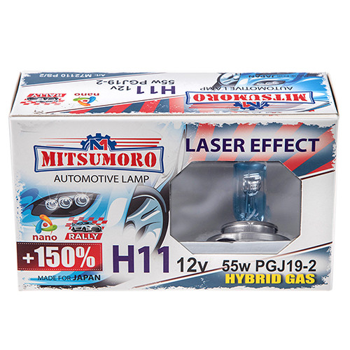 Автолампа MITSUMORO Н11 12v 55w PGJ19-2 v 2 +150 laser effect (ближний ...