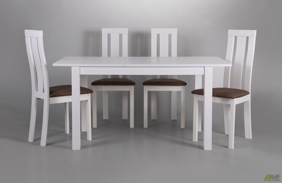 Обідній стіл Норман зі стільцями Йорк комплект білого кольору дерев'яний