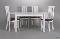 Обеденный стол Норман со стульями Йорк комплект белого цвета деревянный