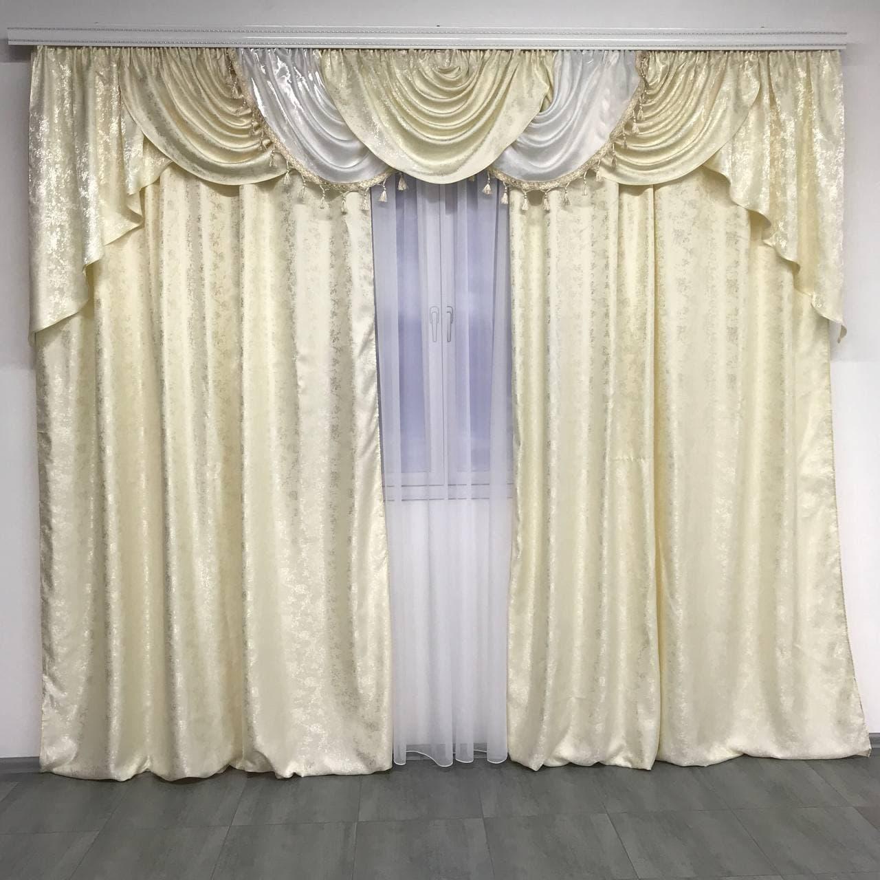 Шторний комплект із ламбрекеном "Венеція" для великої кімнати, фото 1