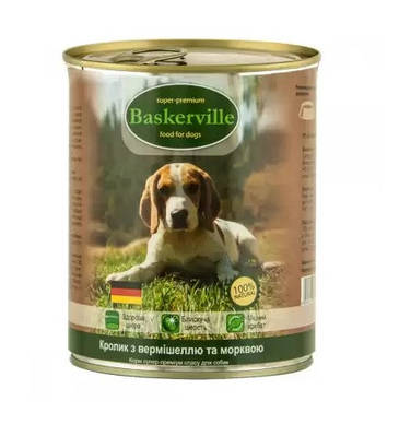 Baskerville КроликВермишельМорковь консерви для собак 800 гр