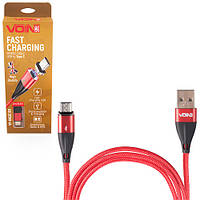 Кабель магнитный VOIN USB - Type C 3А, 2m, red (быстрая зарядка/передача данных) (VP-6102C RD)